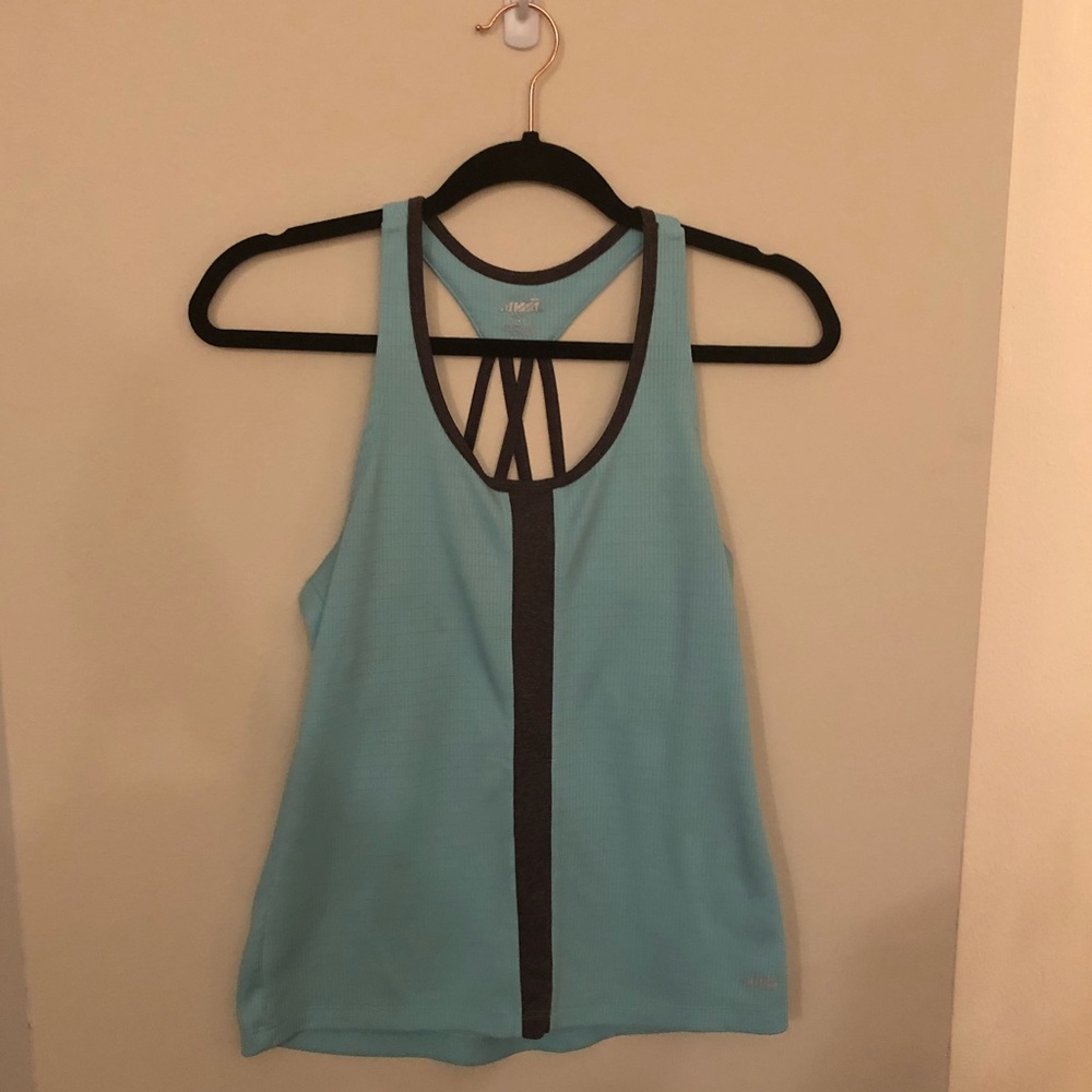 Avia workout tank top. Light blue and gray
